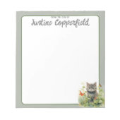 机からカスタマイズした水彩キャットセージ ノートパッド (正面)