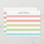 机からストライプのパステルレインボー ノートカード (正面/裏面)