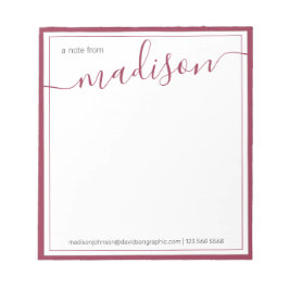 机からパーソナライズされたの白いブルゴーニュの名前 ノートパッド