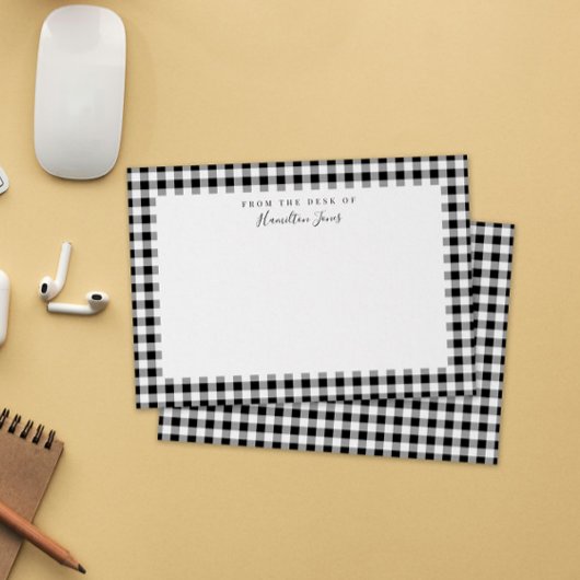 机からブラックギンガムチェック サンキューカード