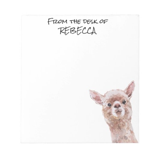 机からラマを覗きパーソナライズされた込む ノートパッド (正面)