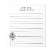 机から並んだ白黒の野花 ノートパッド (正面)