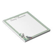 机から水色のパーソナライズされたオウム緑 ノートパッド (アングル)