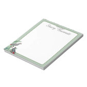 机から水色のパーソナライズされたオウム緑 ノートパッド (回転)