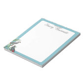 机から水色のパーソナライズされたオウム青 ノートパッド (回転)