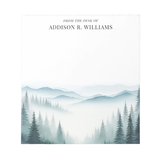 机から水色の霧の多い山々 ノートパッド (正面)