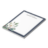 机から水色マグノリア水色ネイビーブルー ノートパッド (回転)