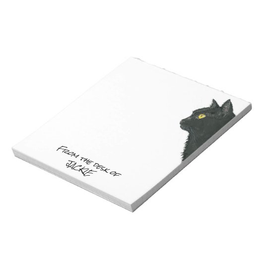 机から黒猫をのぞきパーソナライズされたる ノートパッド (回転)