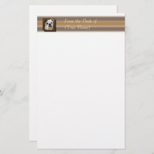 -机から…の静止した英国のブルドッグ… 便箋 (正面/裏面)