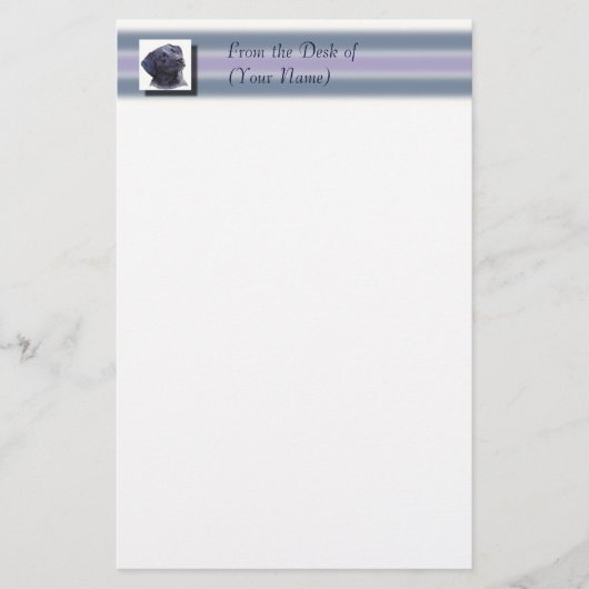 -机から…の静止した黒いLabradore… 便箋 (正面)