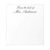 「机から…」 メモパーソナライズされた帳 ノートパッド (正面)