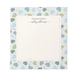 机かわいらしからの緑のパターン ノートパッド