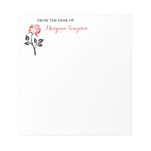 机かエレガントら赤いバラ ノートパッド (正面)