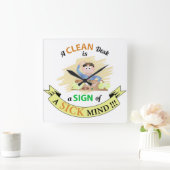 机が綺麗だと時計が悪くなる スクエア壁時計 (ホーム)