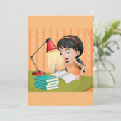 机で働く女の子 招待状 (スタンド正面)