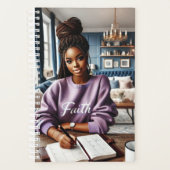 机に座っている美しい茶色の肌の女の子 プランナー手帳 (正面)