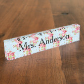 机のためのぼろぼろのシックな先生のネームプレート デスクネームプレート (側面)