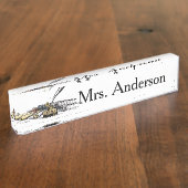 机のためのクイル先生のネームプレート デスクネームプレート (側面)