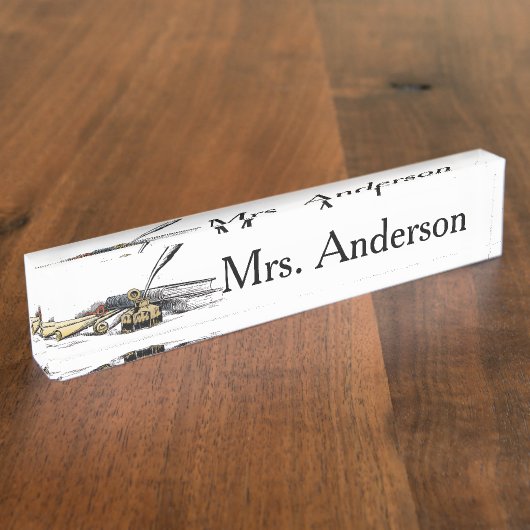 机のためのクイル先生のネームプレート デスクネームプレート (側面)