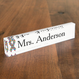 机のための自閉症の認識度のネームプレート デスクネームプレート