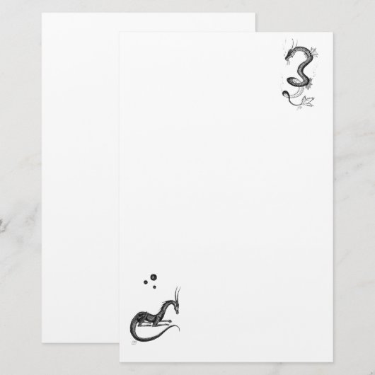 机のドラゴン 便箋 (正面/裏面)