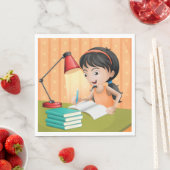 机のナプキンで働く女の子 スタンダードランチョンナプキン (インサイチュ)