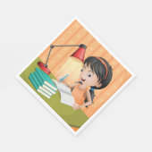 机のナプキンで働く女の子 スタンダードランチョンナプキン (角)