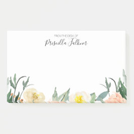 机の上からピンクと桃の花 ポストイット