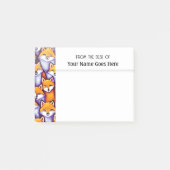 机の上から赤いキツネの漫画のドードルコラージュ ポストイット (正面)