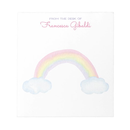 机の上の水色の虹と雲 ノートパッド (正面)