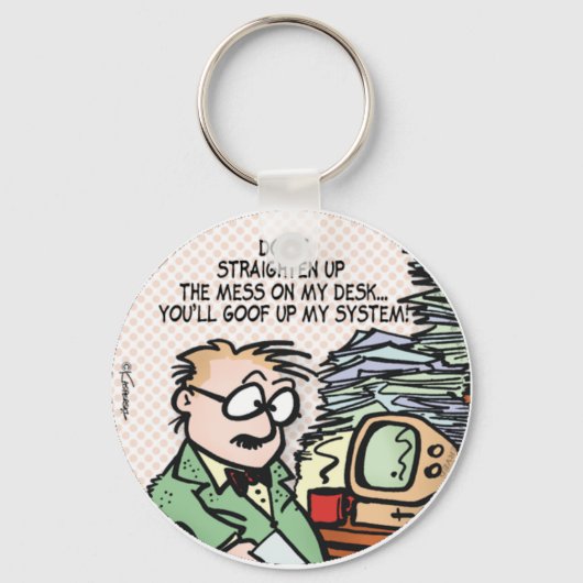 机の上の混乱 キーホルダー (正面)