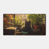 机の上の猫パーソナライズされた デスクマット (正面)