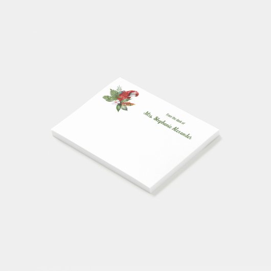 机の上の鳥の水色のオウム ポストイット (アングル)