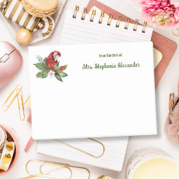 机の上の鳥の水色のオウム ポストイット