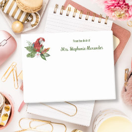 机の上の鳥の水色のオウム ポストイット