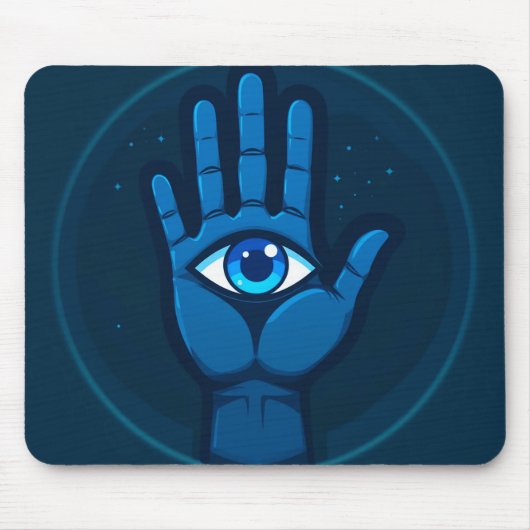 🖐️ 机の上をオシャレにする神秘的な目玉のシンボルアート 🖐️ マウスパッド (正面)