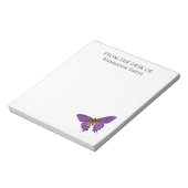 机エレガントから出る紫色の蝶 ノートパッド (回転)