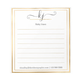 机エレガントから2文字のモノグラム文字 ノートパッド