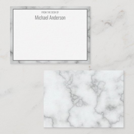 机エレガントフェイクから白い大理石 ノートカード (正面/裏面)
