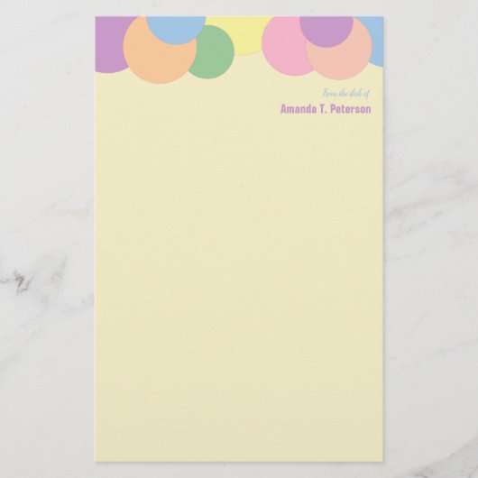 机カスタムカラフルの円のパターン 便箋 (正面)