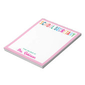 机カラフルからピンク色の学校秘書 ノートパッド (回転)