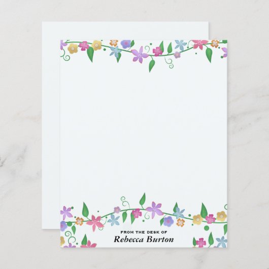 机パーソナライズされたのフローラ文房具 (正面/裏面)