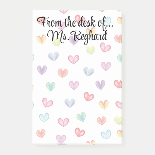 机パーソナライズされたの虹のハート... ポストイット (正面)