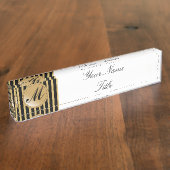 机用ネームプレート名前をカスタムする金ゴールドブラックストライプ デスクネームプレート (側面)