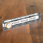 机用ネームプレート(クロック/白黒の格子付き) デスクネームプレート (側面)