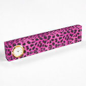 机用ネームプレート(Clock/Leopard Print) デスクネームプレート