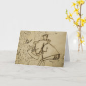 机-挨拶状(ブランク)のレオ カード (黄色い花)