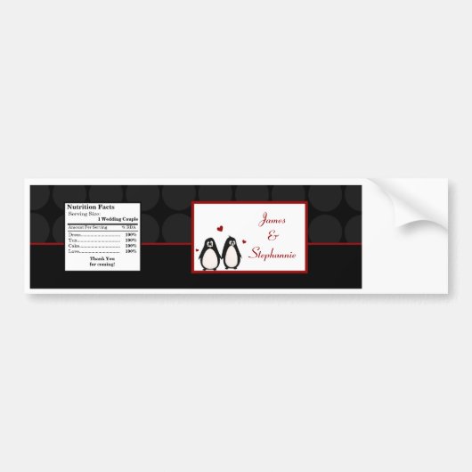 李のための水差しのラベルのペンギン愛カップルの仲間 バンパーステッカー (正面)