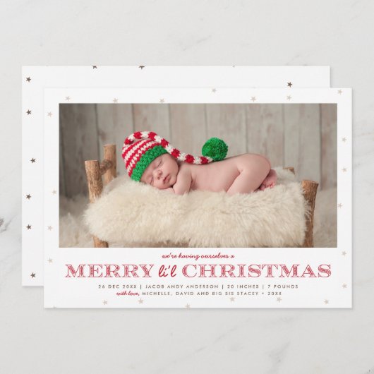 李メリール・クリスマス・ホリデー誕生発表 シーズンカード (正面/裏面)