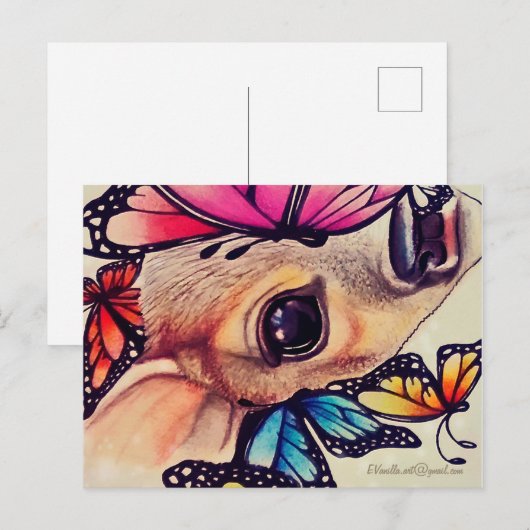 李里鹿と蝶_ ポストカード (正面/裏面)